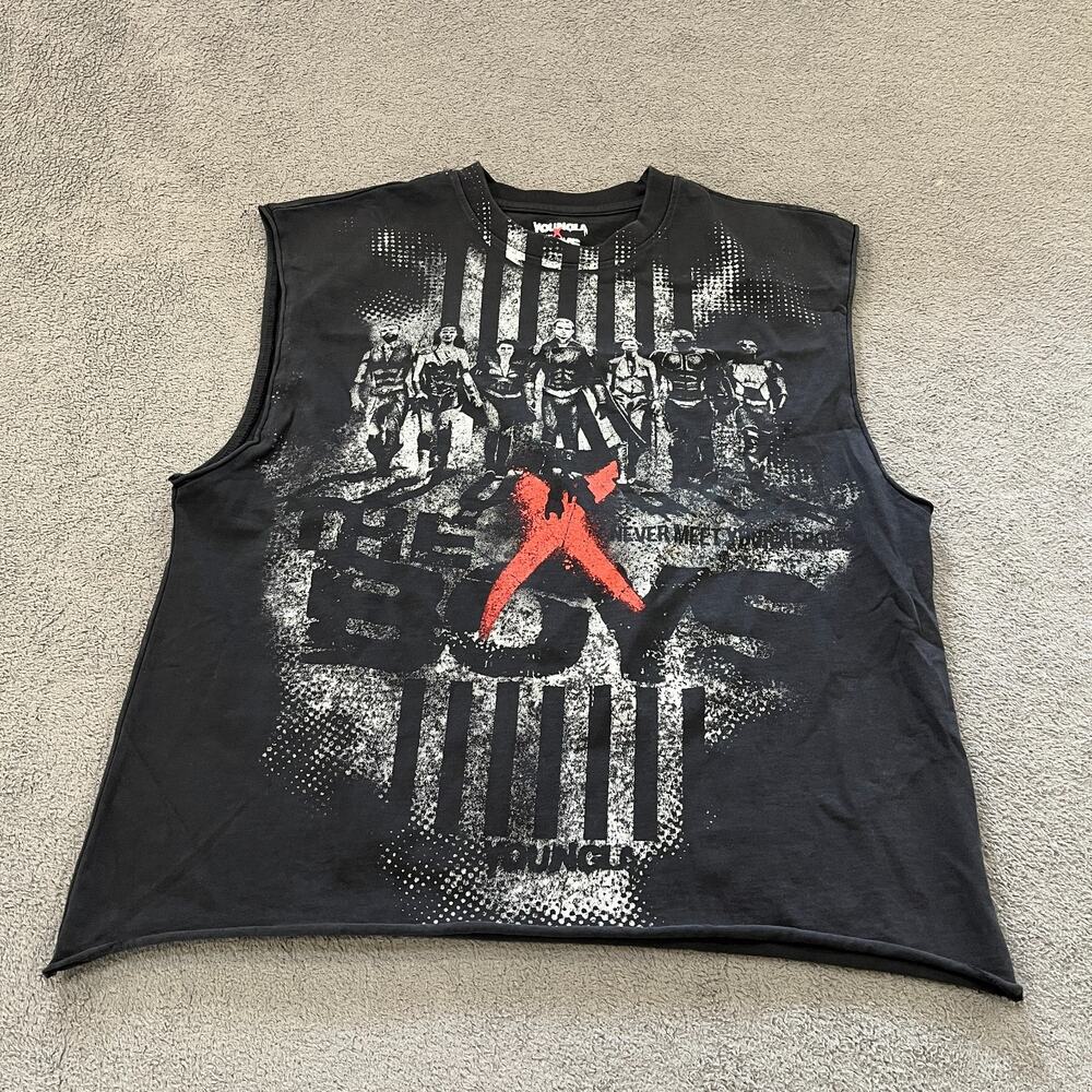 YoungLA The Boys Black Streetwear Cut Off Graphic Gym Tank Top Men's Size Small